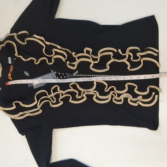 💎BELLDINI Black/Champagne Rhinestone Cardigan Top - S - Picture 11 of 14